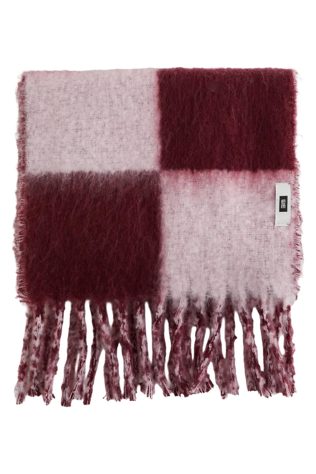WE Fashion geruite sjaal - donkerrood/lichtroze
