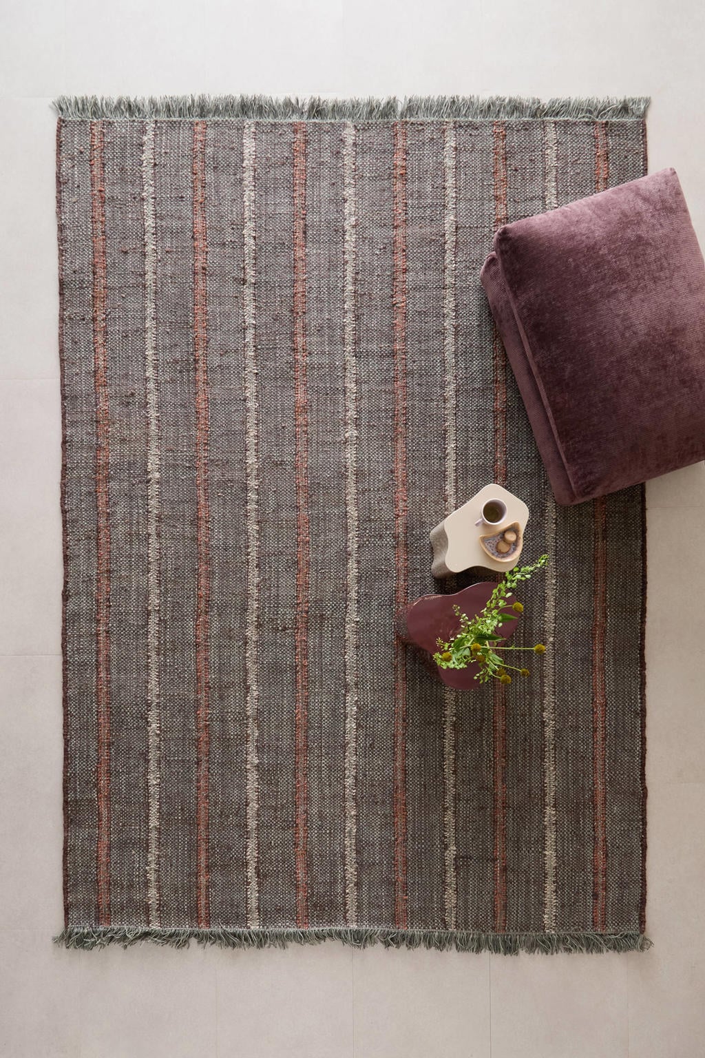 Studio LIVIT rechthoekige juten vloerkleed Azra 290x200 cm - blauw/rood/offwhite