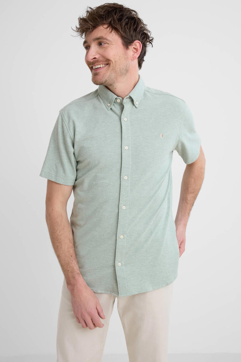 JACK & JONES PREMIUM slim casual overhemd groen