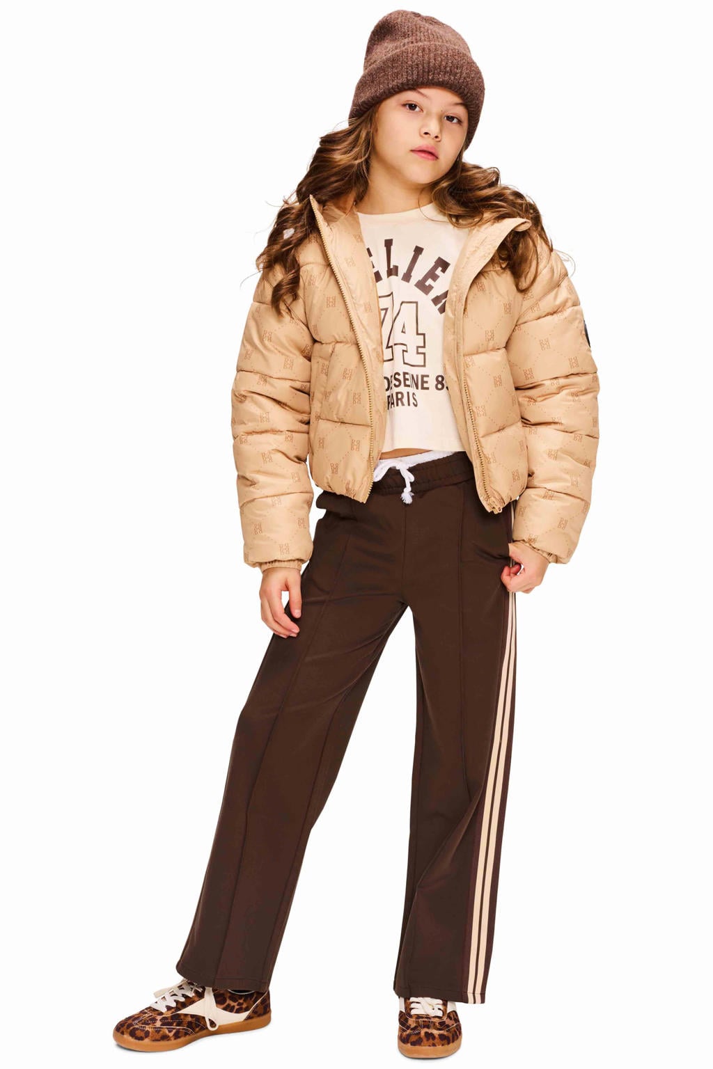 Retour Jeans gewatteerde winterjas met print - zand