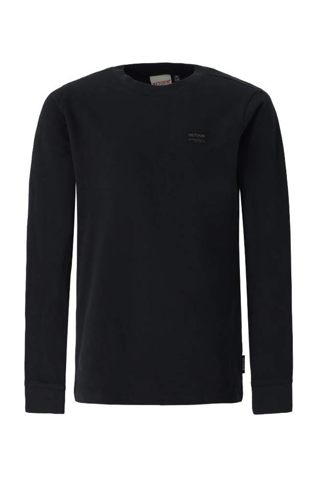 Grijze jongens Retour Jeans rechtvallende longsleeve van katoen met backprint, lange mouwen en ronde hals