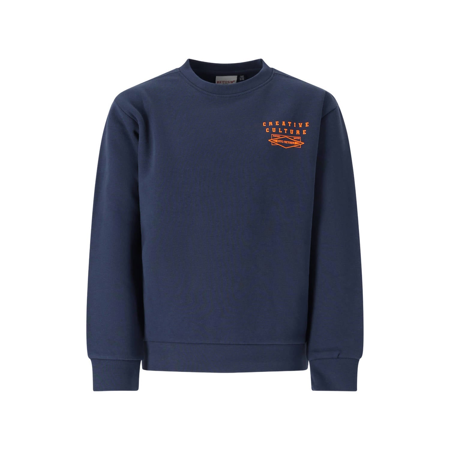 Retour Jeans rechtvallende sweater met backprint indigo blauw