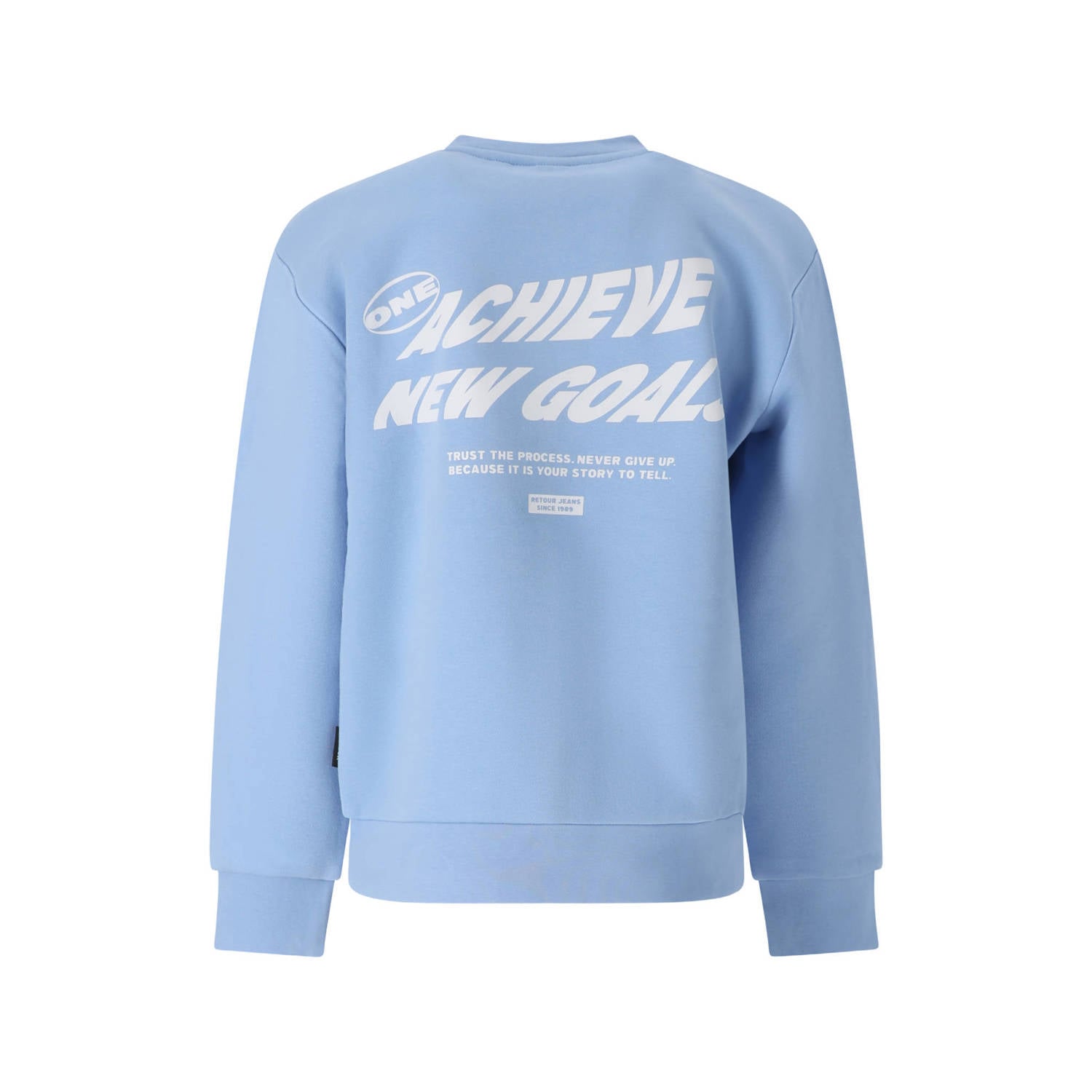 Retour Jeans rechtvallende sweater met backprint lichtblauw