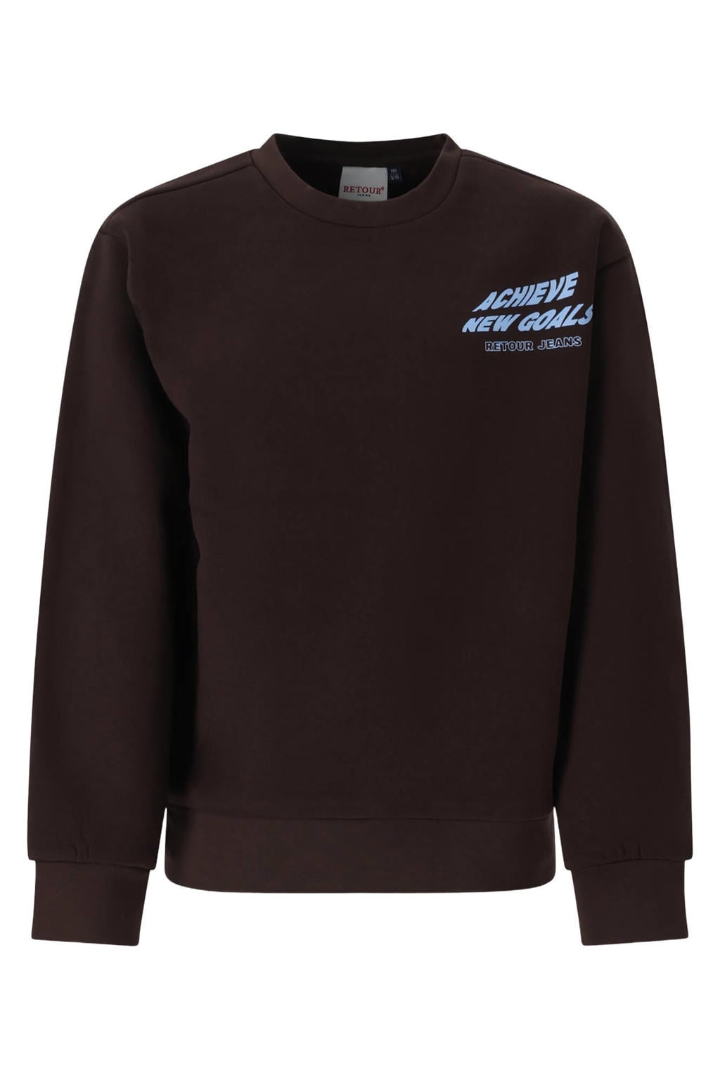 Donkerblauwe jongens Retour Jeans rechtvallende sweater met backprint, lange mouwen en ronde hals