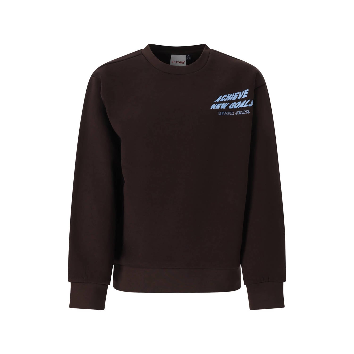 Retour Jeans rechtvallende sweater met backprint chocoladebruin