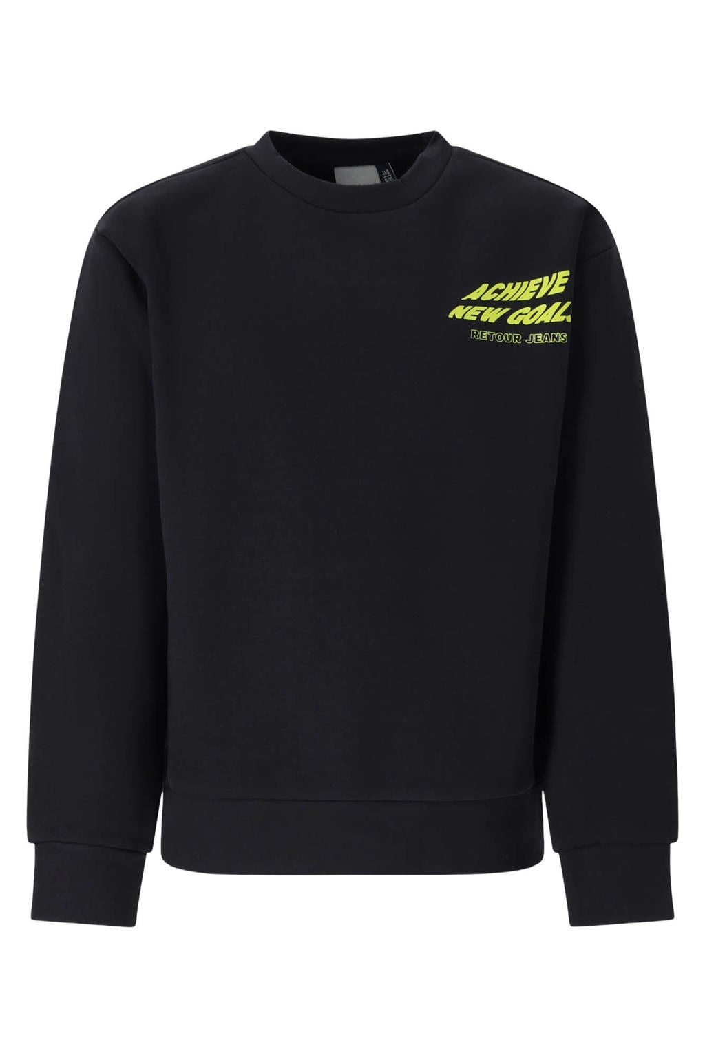 Grijze jongens Retour Jeans rechtvallende sweater met backprint, lange mouwen en ronde hals