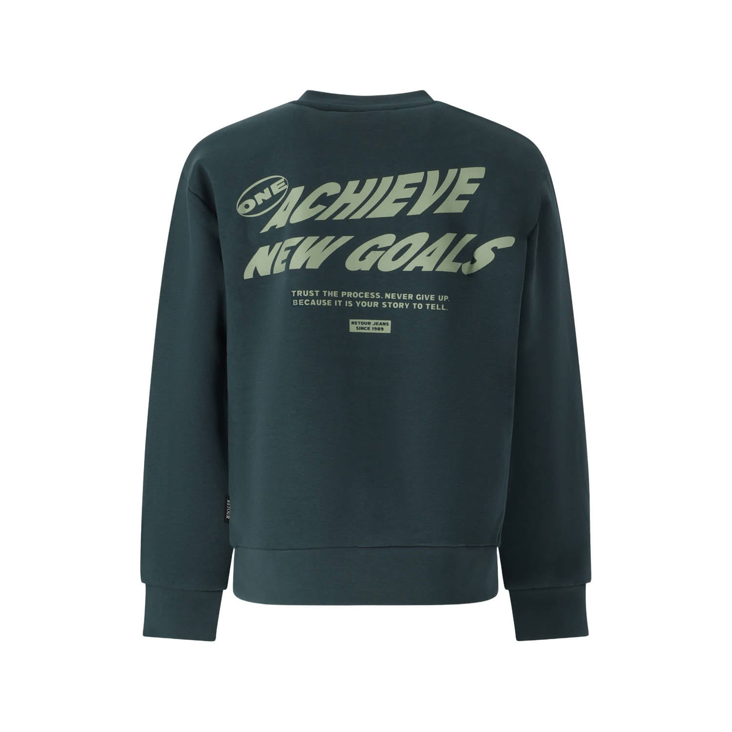 Retour Jeans rechtvallende sweater met backprint donkergroen