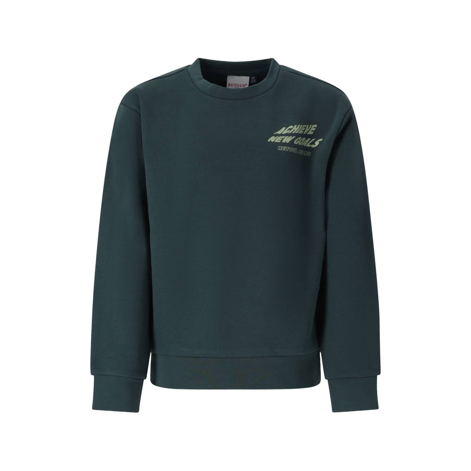 Retour Jeans rechtvallende sweater met backprint donkergroen