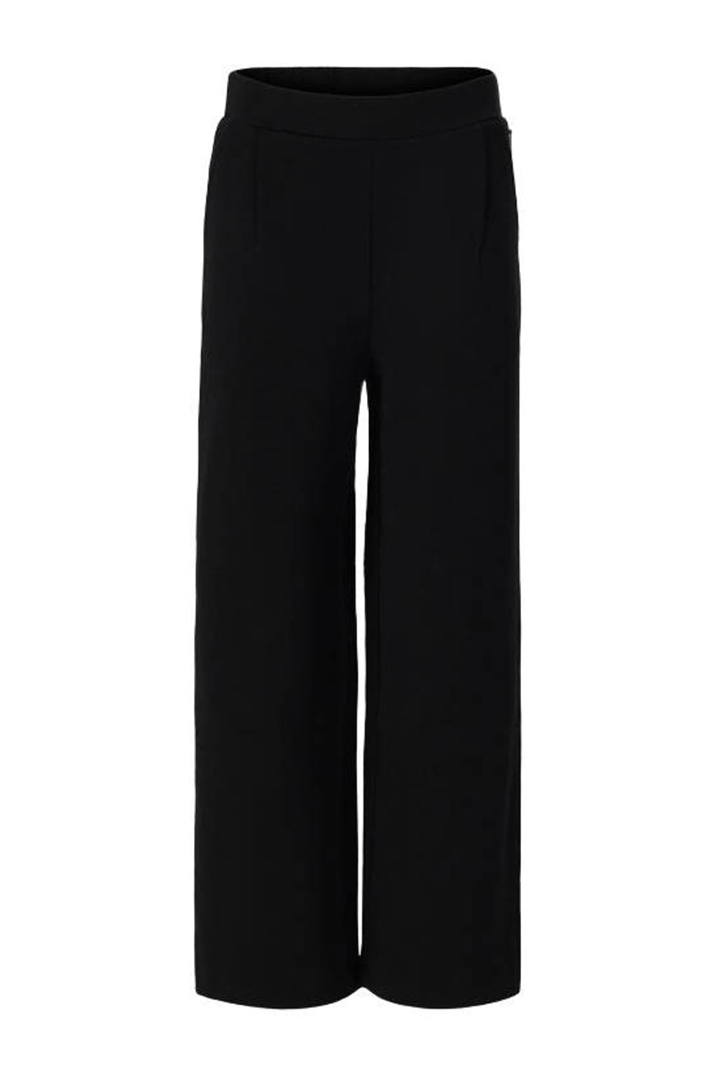 Zwarte meisjes Retour Jeans wide leg joggingbroek van sweat materiaal met effen