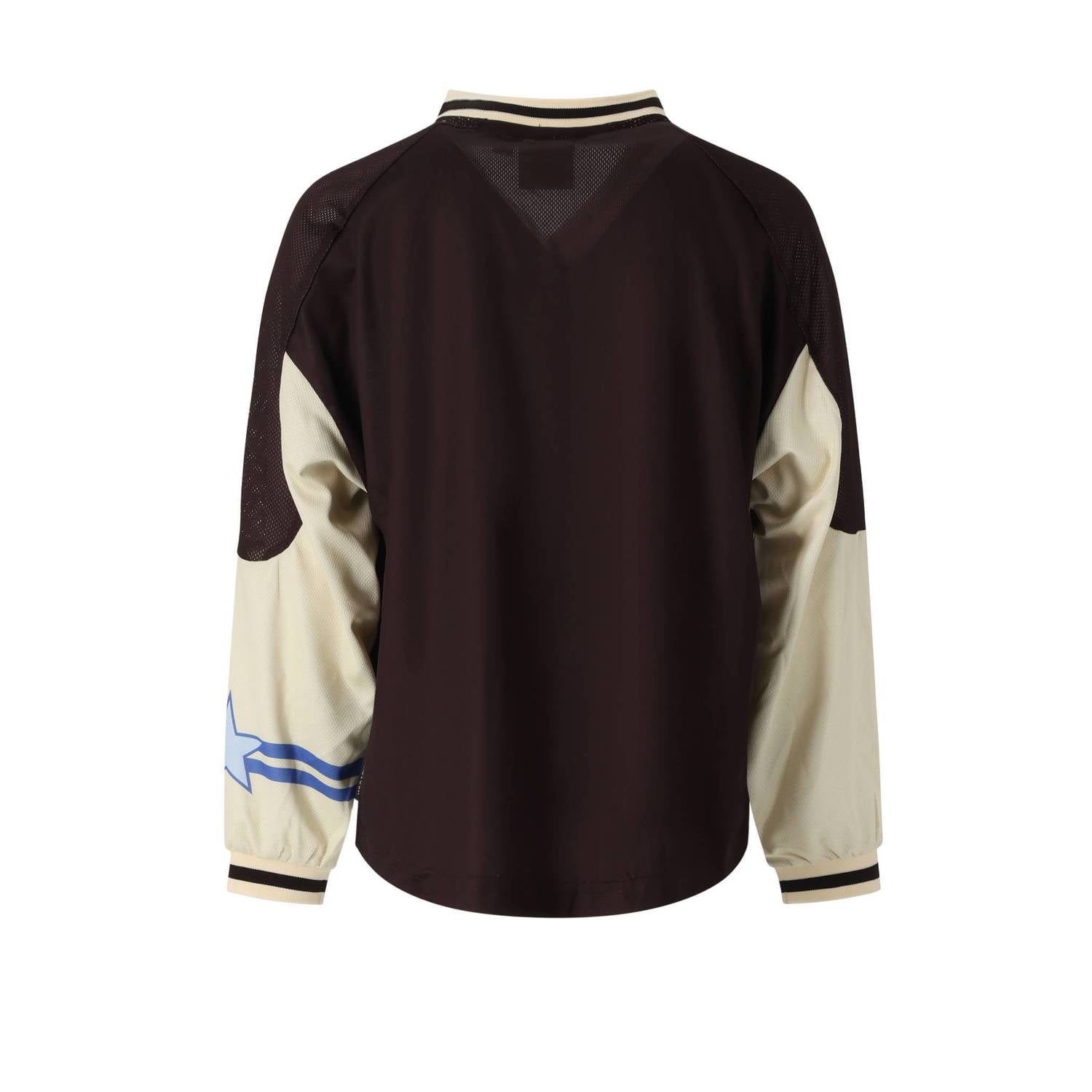 Retour Jeans rechtvallende gestreepte longsleeve met tekst bruin beige blauw