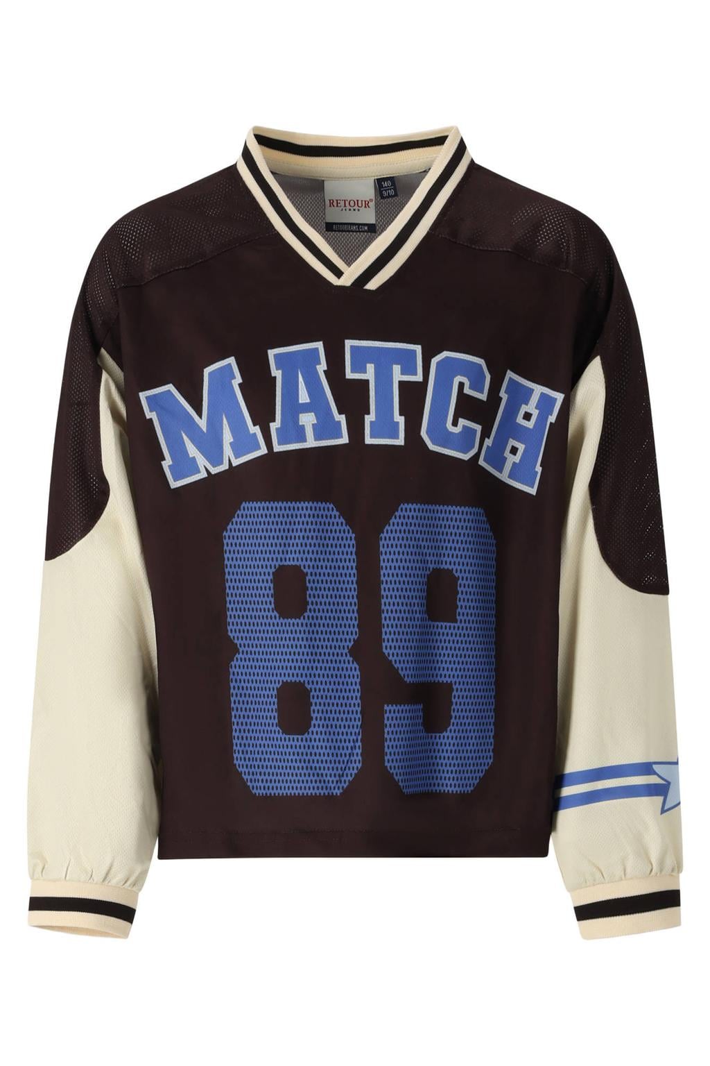 Retour Jeans rechtvallende gestreepte longsleeve met tekst - bruin/beige/blauw