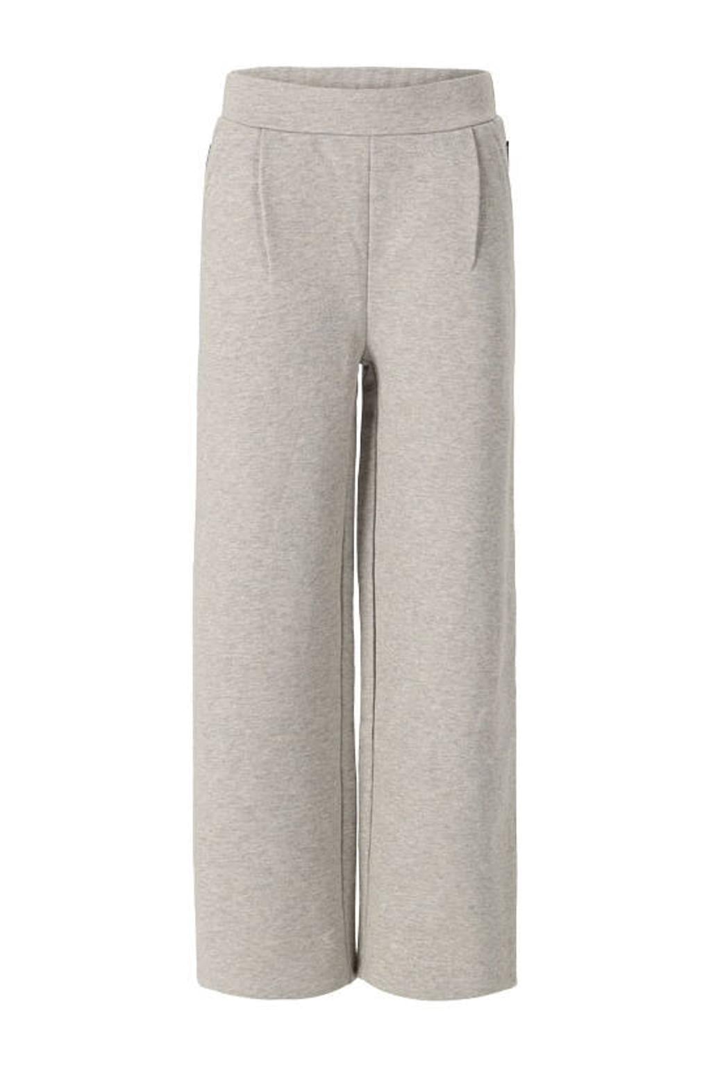Grijs melange meisjes Retour Jeans wide leg joggingbroek van sweat materiaal met effen