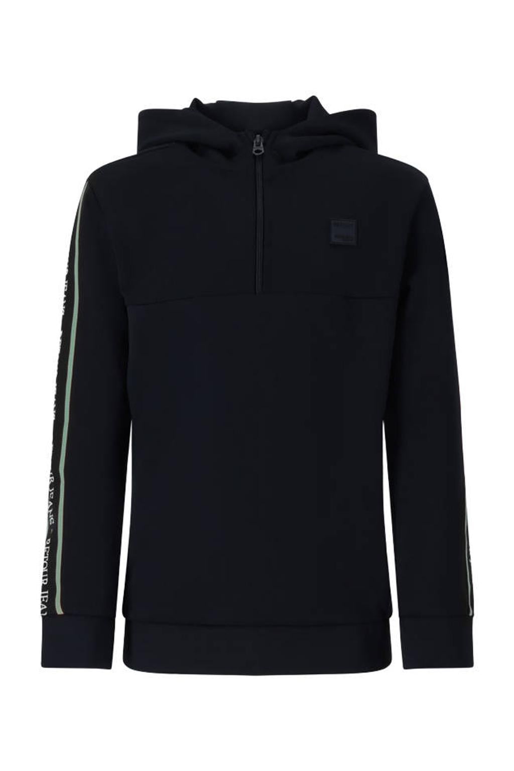 Grijze jongens Retour Jeans van polyester met logo dessin, lange mouwen, capuchon, ritssluiting en geribde boorden