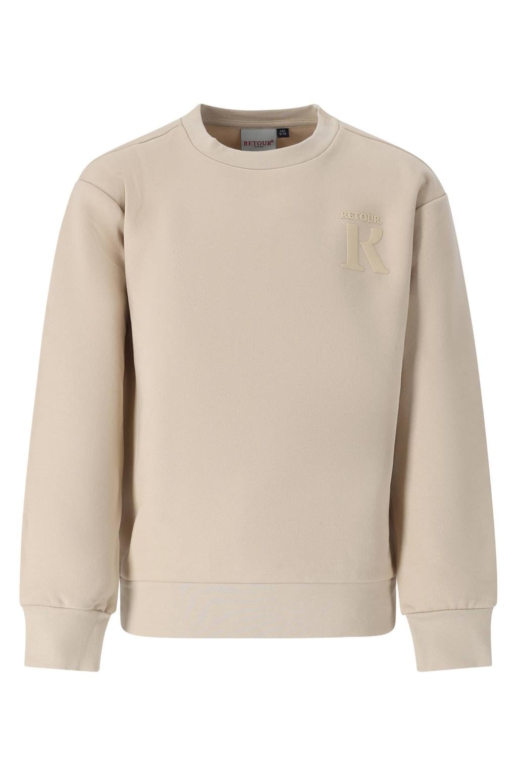 Retour Jeans rechtvallende sweater met backprint - beige