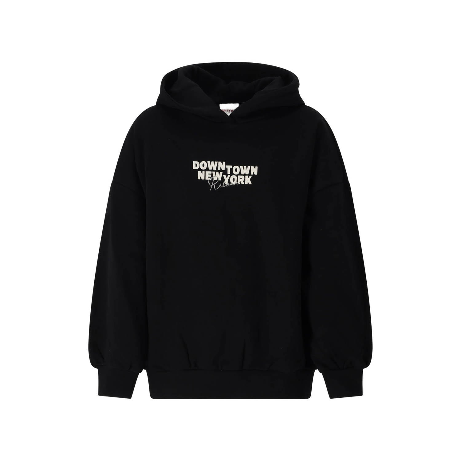 Retour Jeans boxy hoodie met backprint zwart