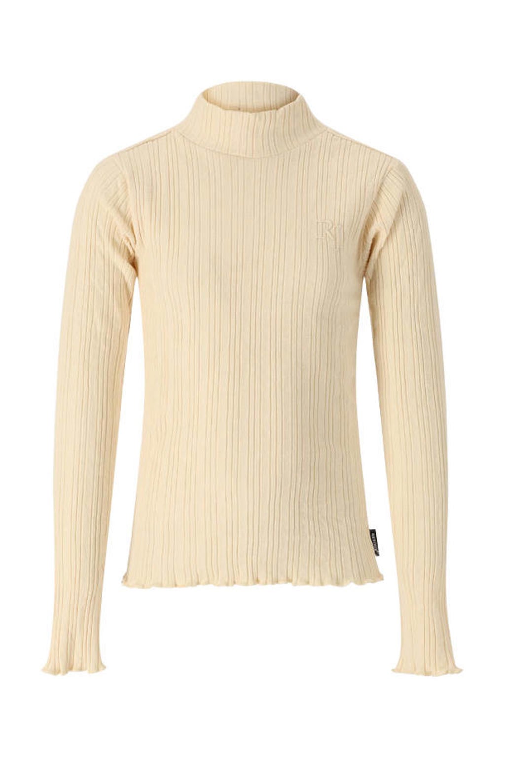 Beige meisjes Retour Jeans rechtvallende longsleeve van katoen met effen, lange mouwen en opstaande kraag