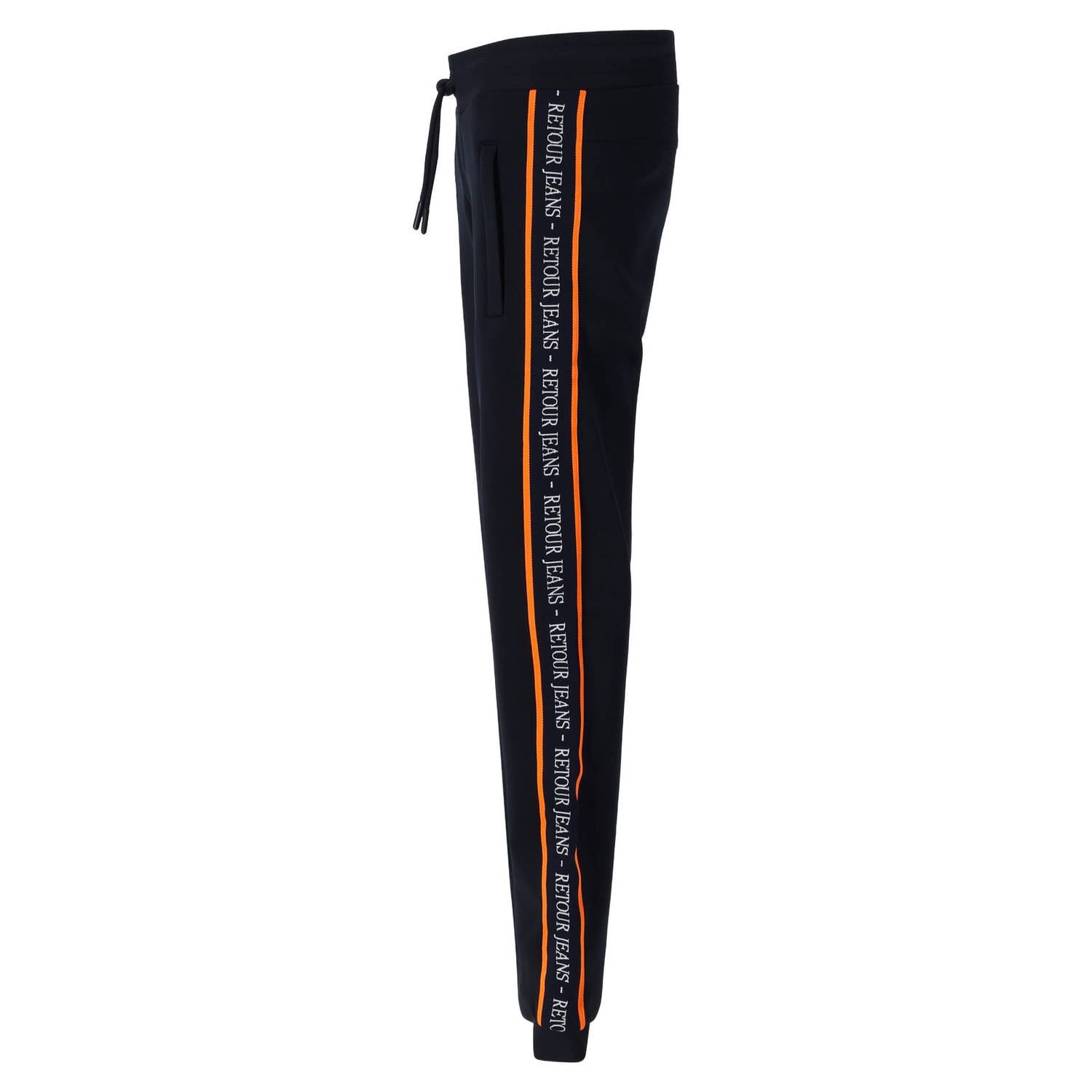 Retour Jeans regular fit joggingbroek met tekst donkerblauw