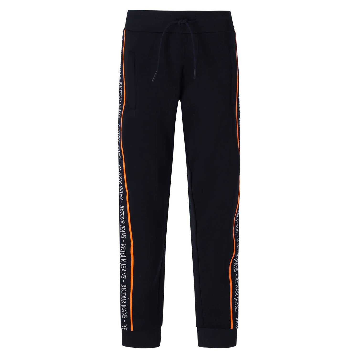 Retour Jeans regular fit joggingbroek met tekst donkerblauw
