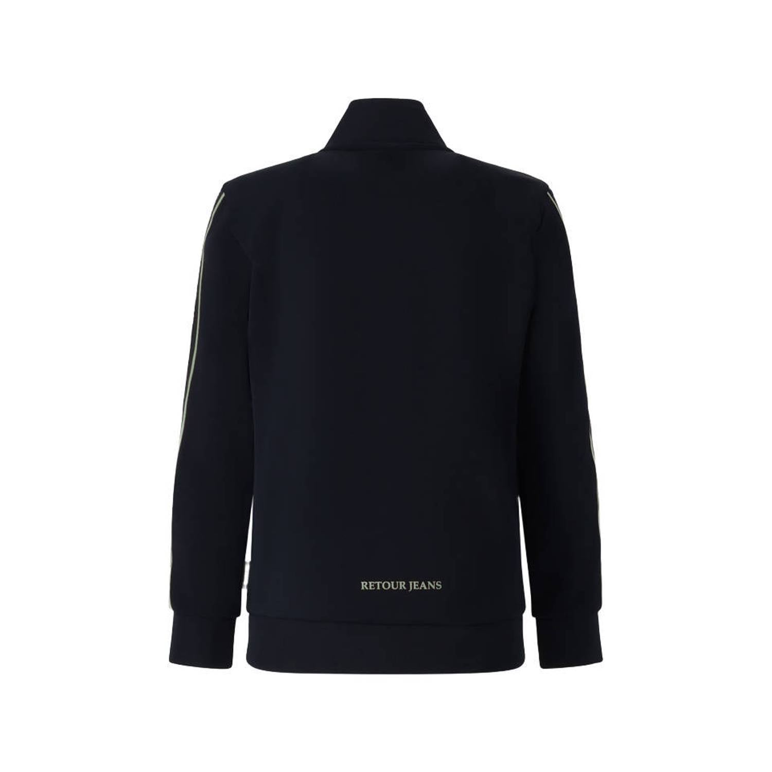 Retour Jeans rechtvallend sweatvest met logo donkergrijs