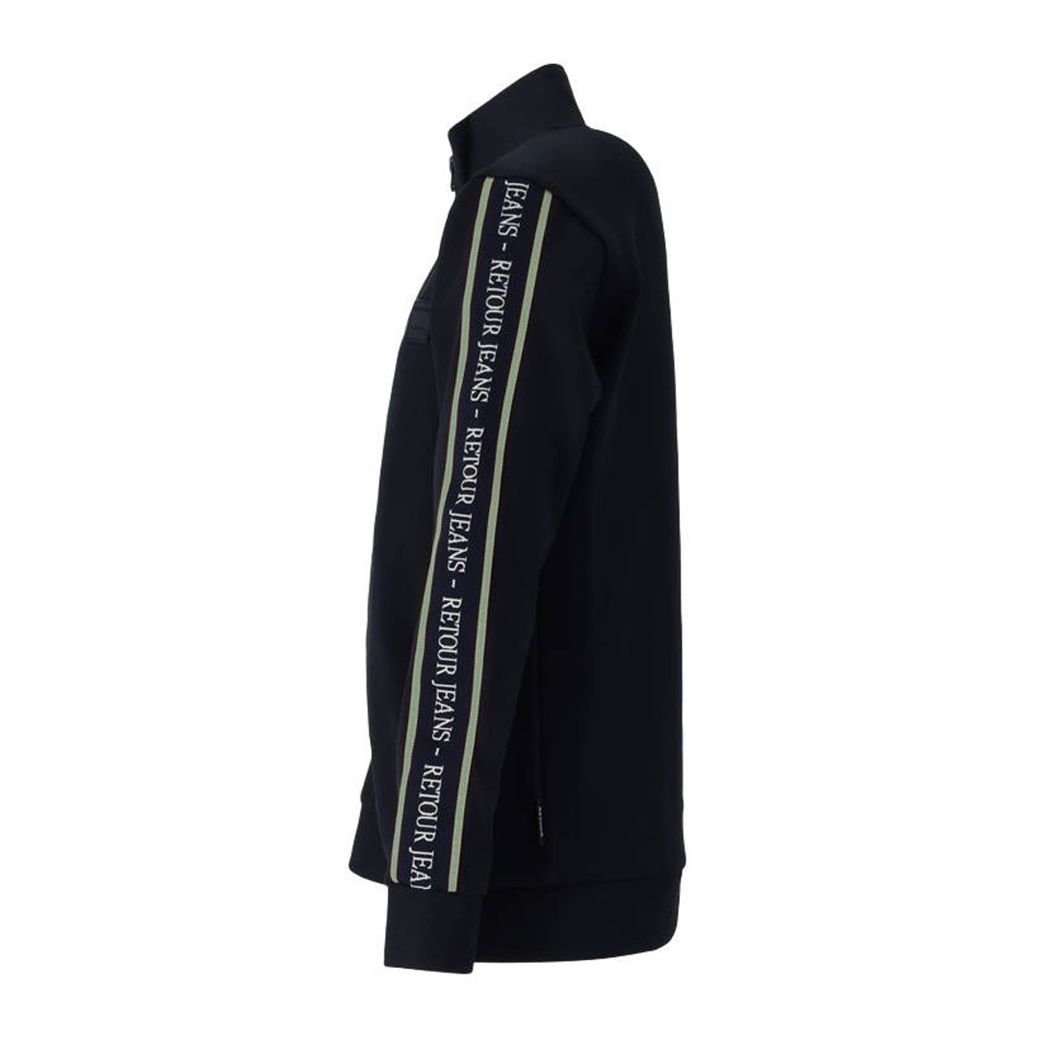 Retour Jeans rechtvallend sweatvest met logo donkergrijs