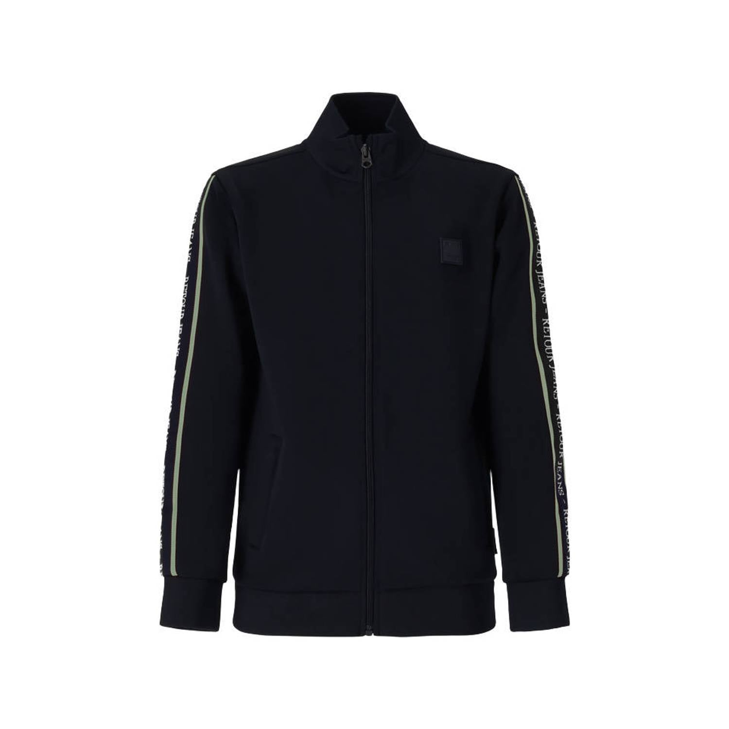 Retour Jeans rechtvallend sweatvest met logo donkergrijs