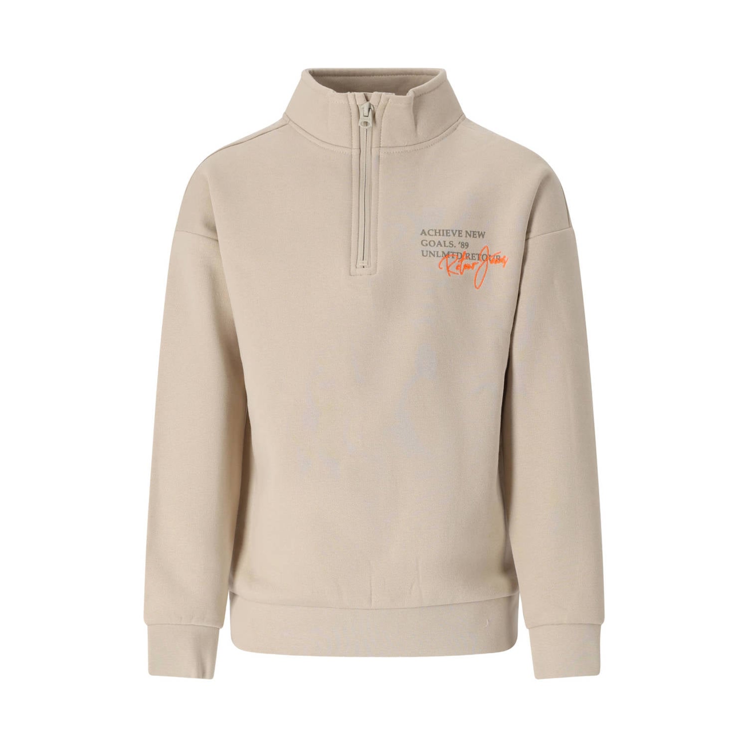 Retour Jeans rechtvallende sweater met print beige