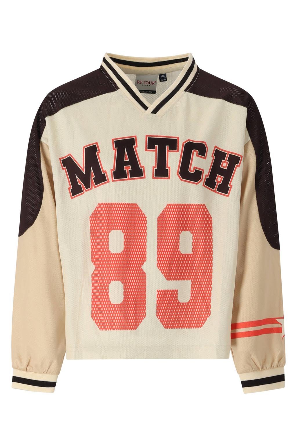 Beige, bruin en oranje meisjes Retour Jeans rechtvallende gestreepte longsleeve van polyester met meerkleurige print, lange mouwen en V-hals