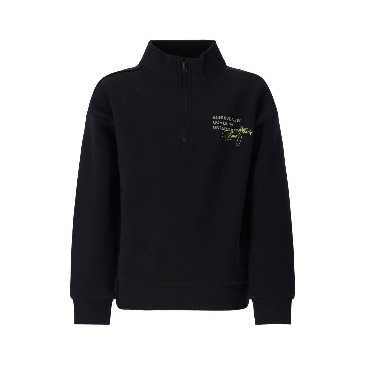 Retour Jeans rechtvallende sweater met print donkergrijs