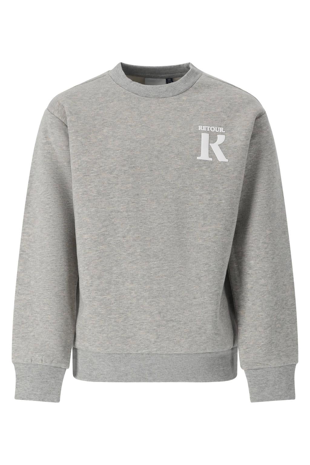 Retour Jeans rechtvallende sweater met backprint - grijs