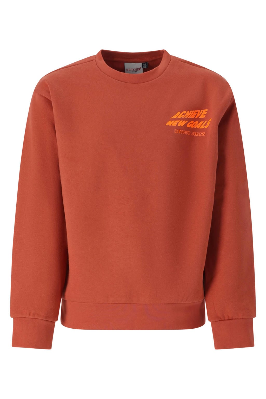 Rode jongens Retour Jeans rechtvallende sweater rood met backprint en lange mouwen