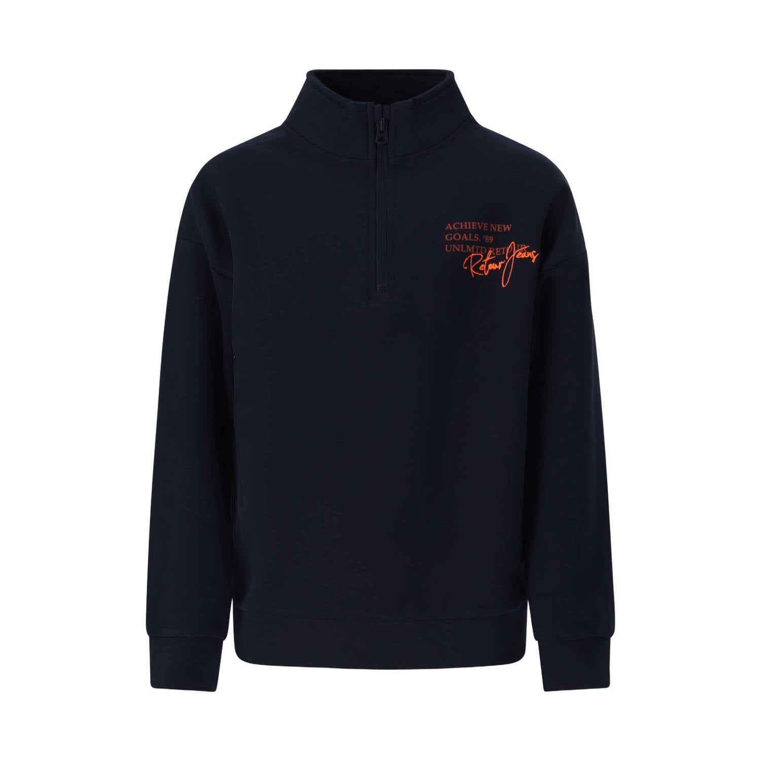 Retour Jeans rechtvallende sweater met print donkerblauw