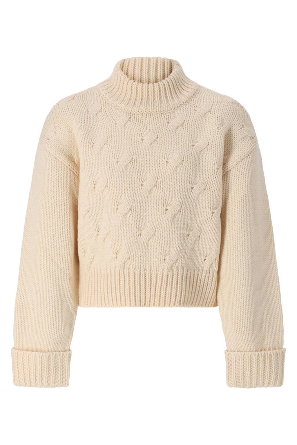 Retour Jeans boxy coltrui met kabels - beige