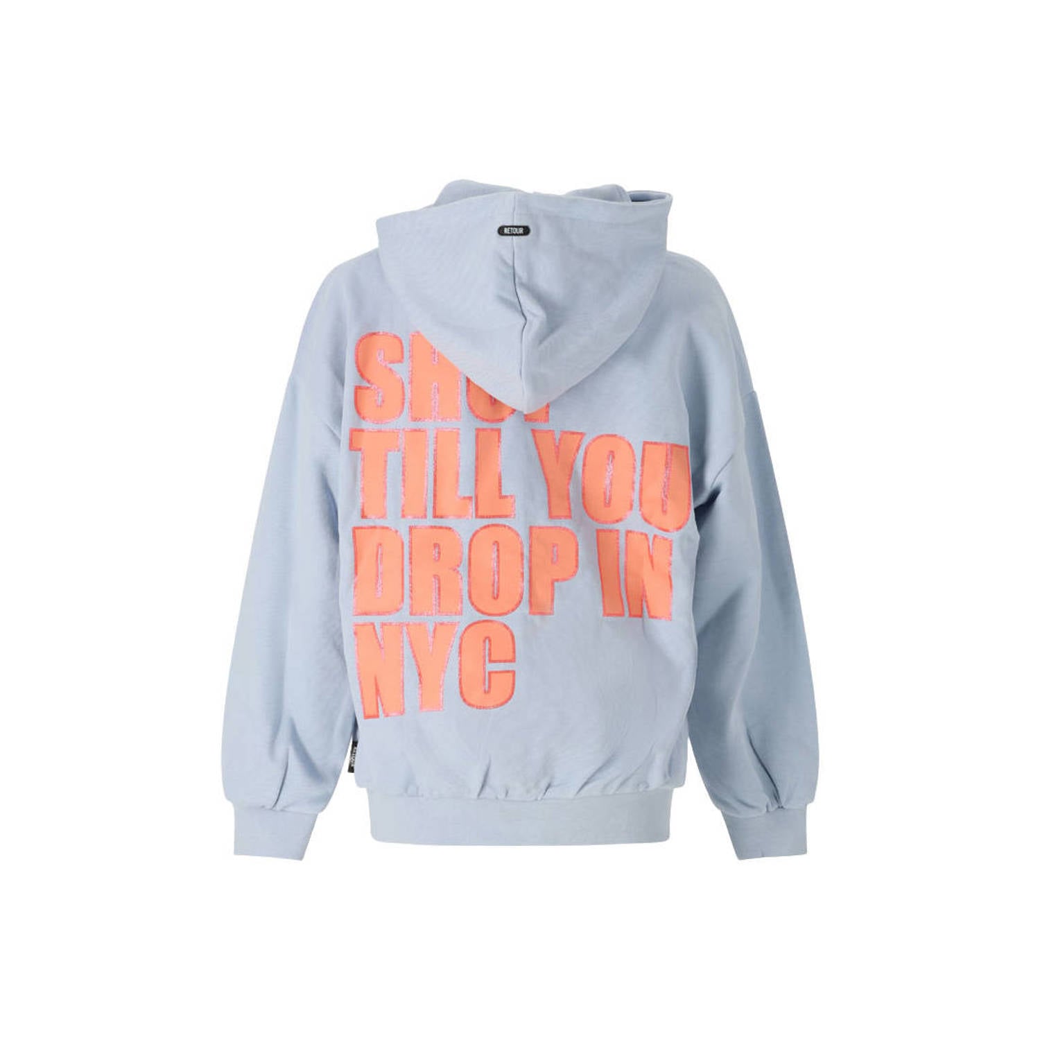 Retour Jeans boxy hoodie met backprint lichtblauw