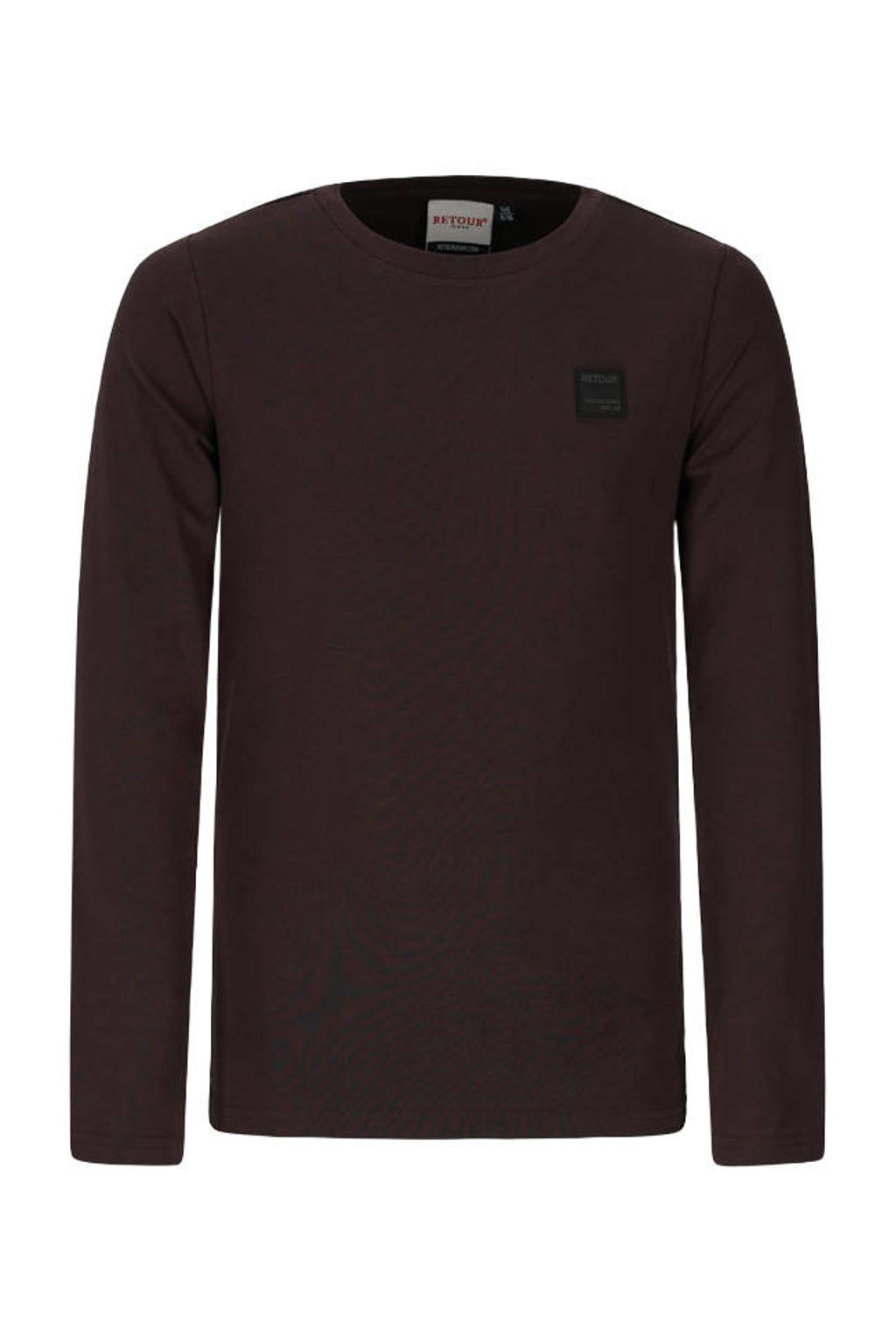Donkerblauwe jongens Retour Jeans longsleeve van katoen met effen, lange mouwen en ronde hals