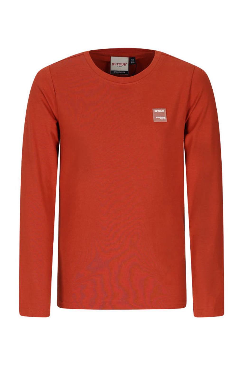 Rode jongens Retour Jeans longsleeve van katoen met effen, lange mouwen en ronde hals