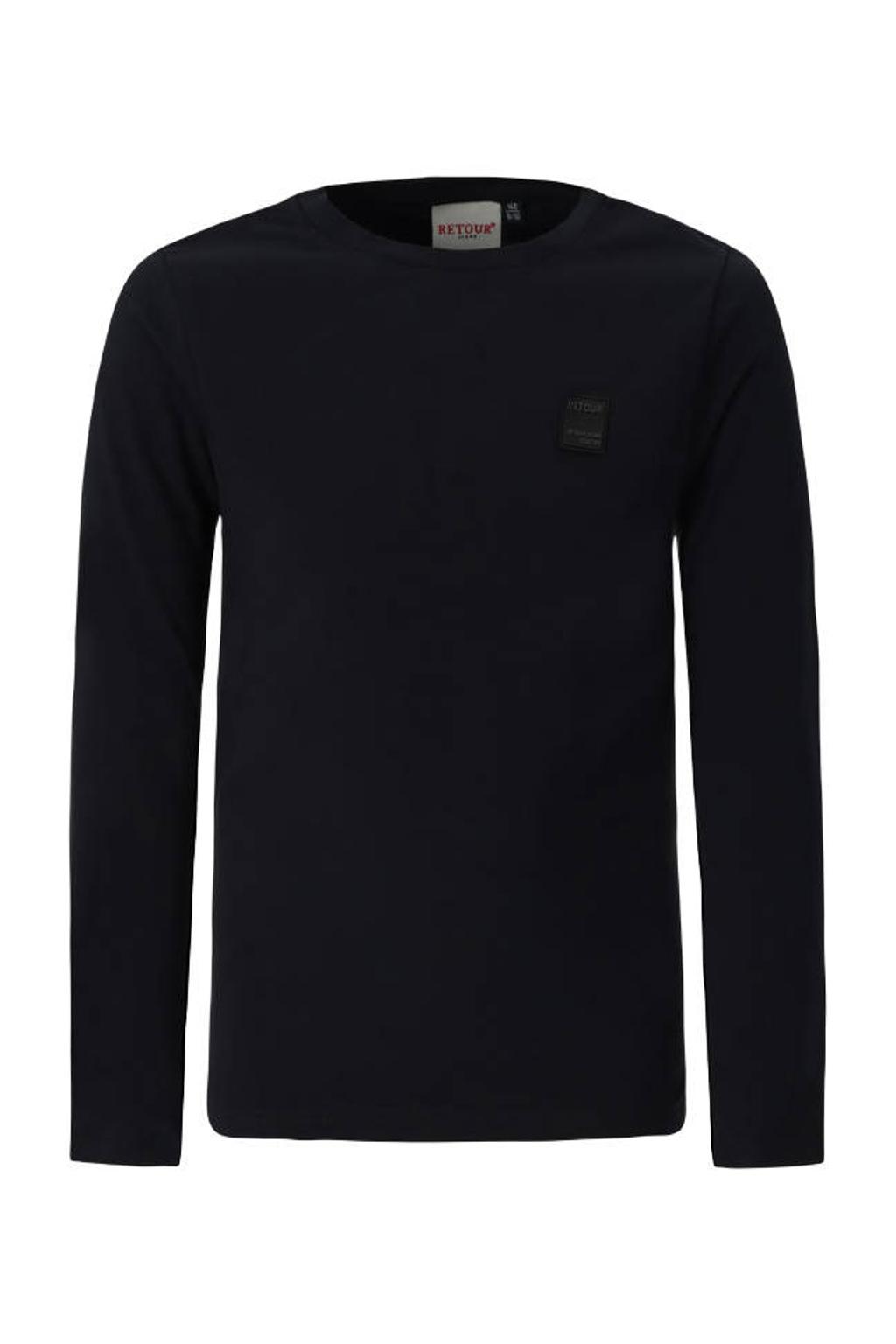 Grijze jongens Retour Jeans longsleeve van katoen met effen, lange mouwen en ronde hals