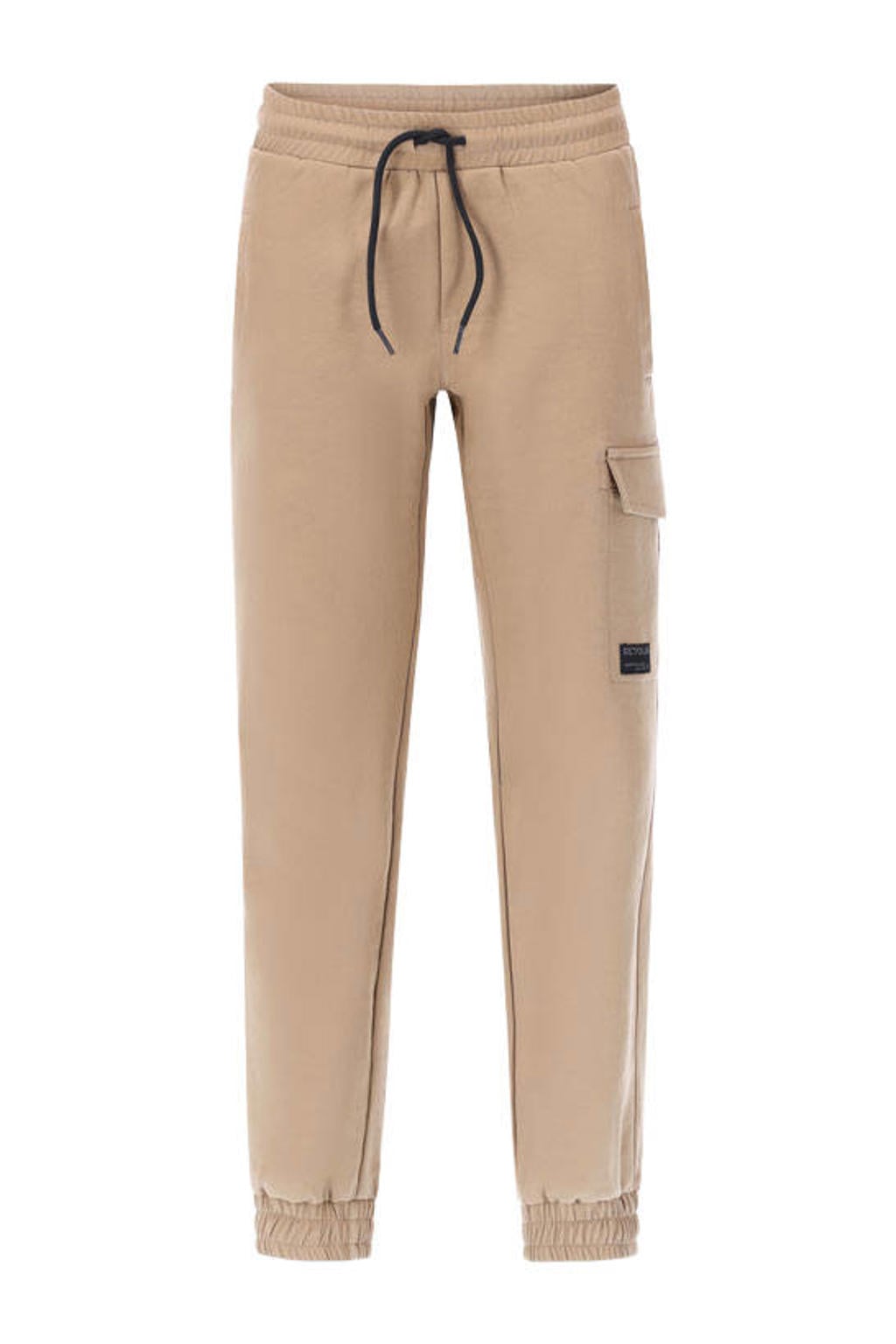 Zandkleurige jongens Retour Jeans regular fit cargobroek van polyester met effen