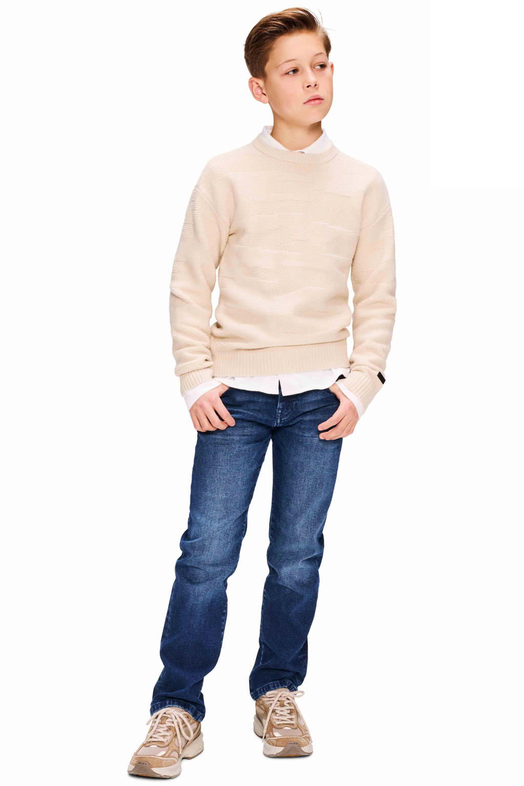 Retour Jeans gebreide trui met print - beige