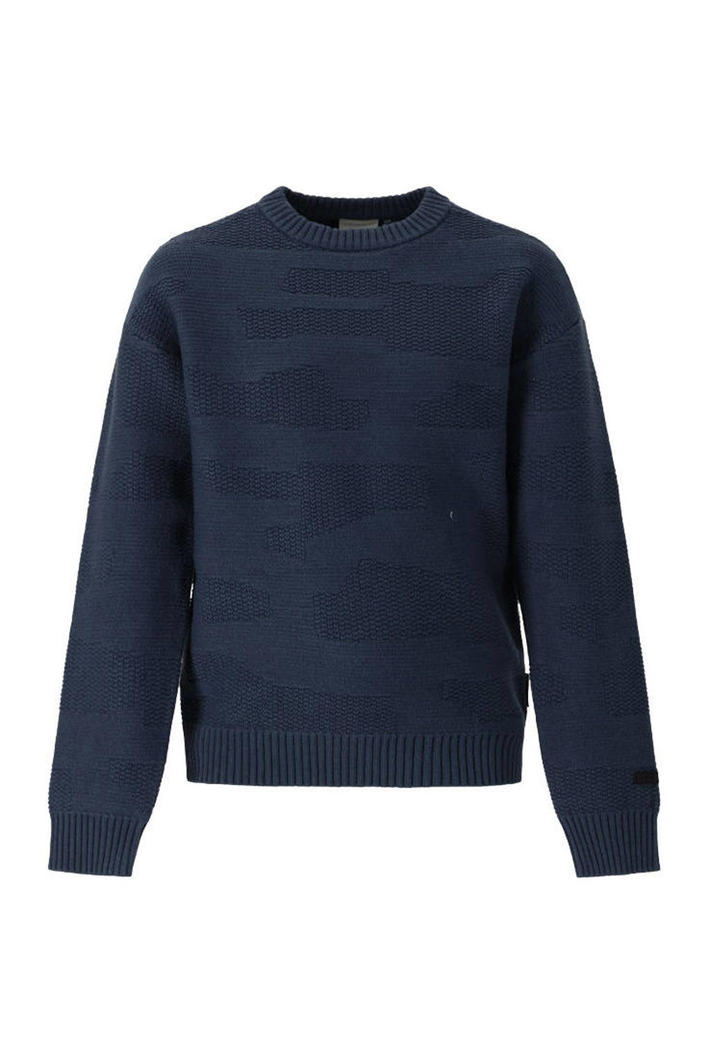 Retour Jeans gebreide trui met print - donkerblauw