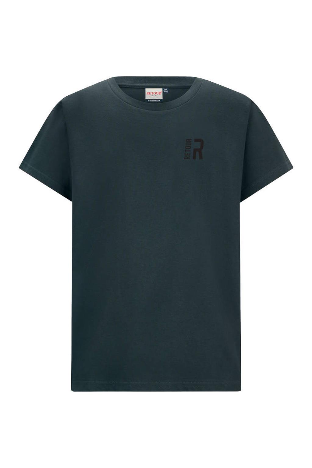 Donkergroene jongens Retour Jeans T-shirt van katoen met effen, korte mouwen en ronde hals