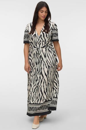 korte jurk met zebraprint zwart