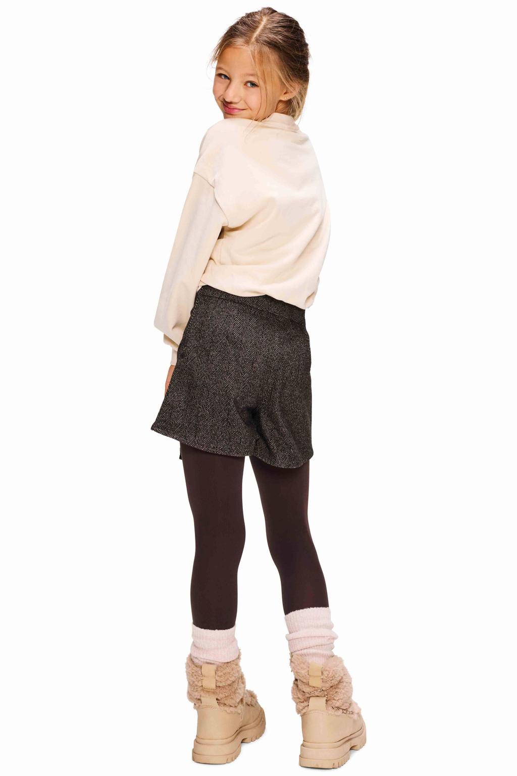 Beige meisjes Retour Jeans oversized cropped sweater met tekst print, lange mouwen en ronde hals