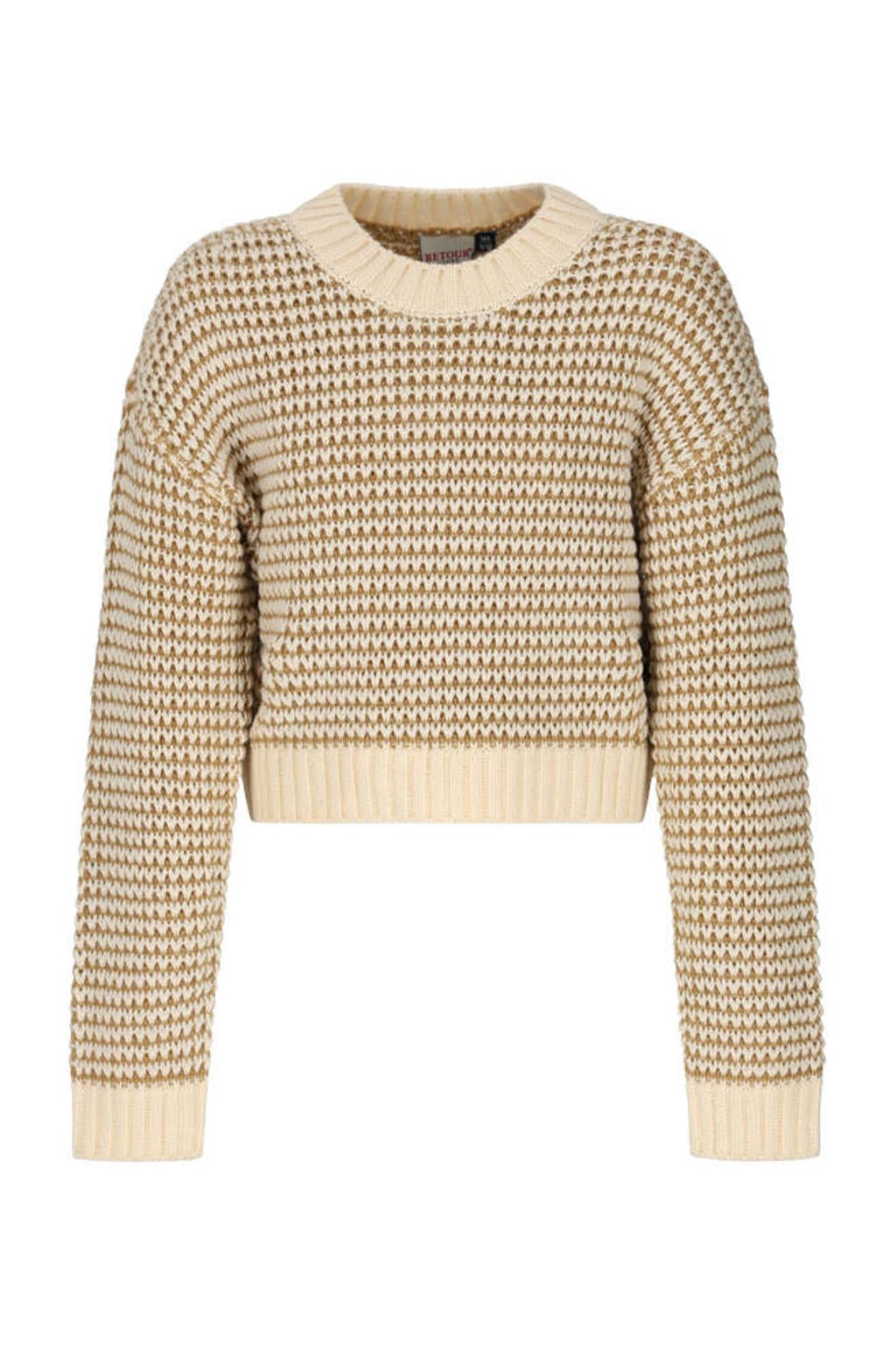 Retour Jeans rechtvallende gemêleerde gebreide trui - beige
