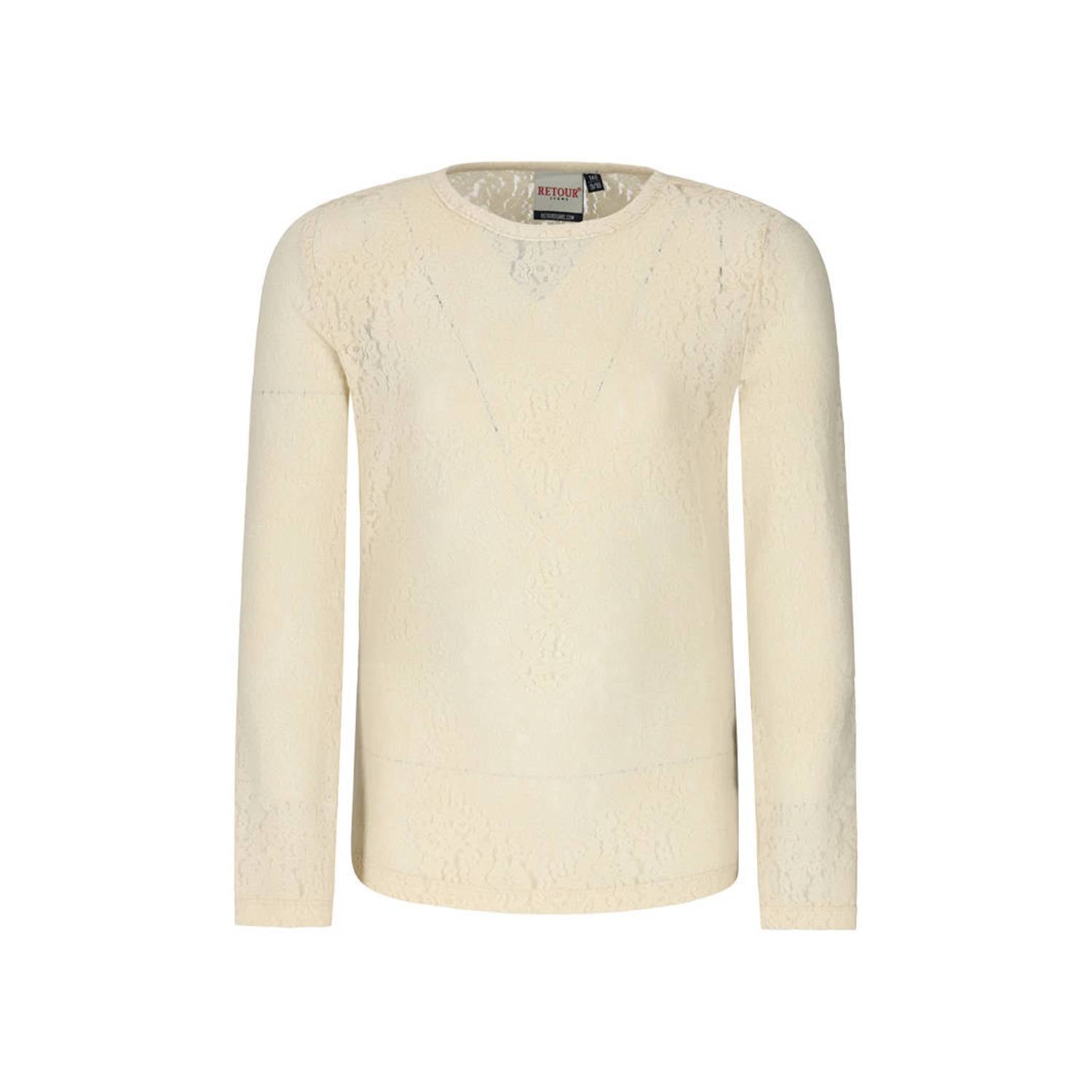 Retour Jeans kanten rechtvallende longsleeve licht beige