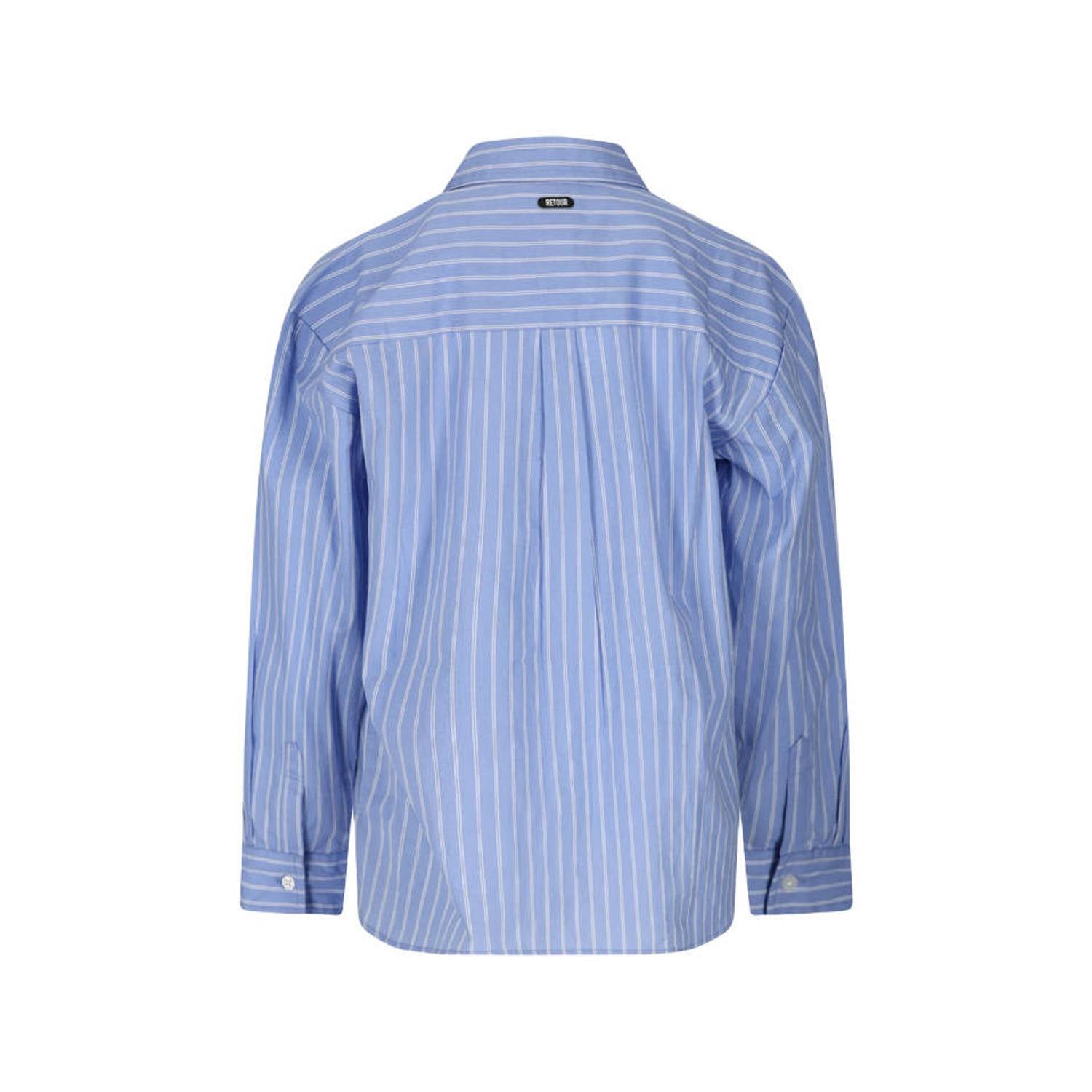 Retour Jeans gestreepte blouse met strass-steentjes blauw wit