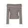 Retour Jeans off shoulder rechtvallende gestreepte top - bruin/offwhite