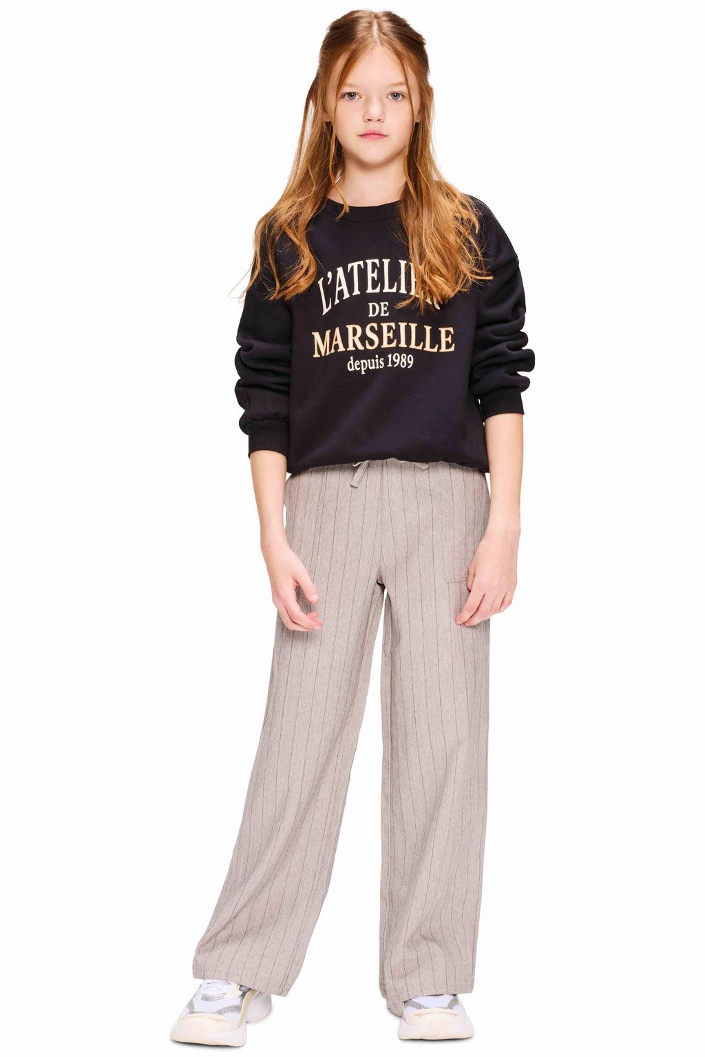 Zwarte meisjes Retour Jeans oversized sweater met printopdruk, lange mouwen, ronde hals en geribde boorden