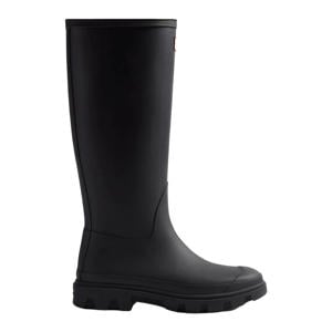 Downpour tall regenlaarzen met profielzool en logo - zwart