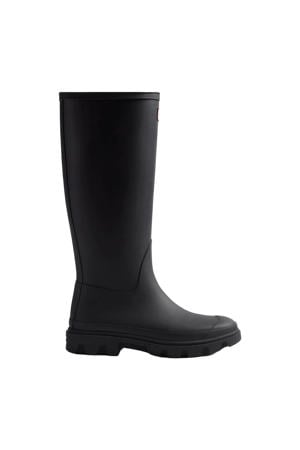 Downpour tall regenlaarzen met profielzool en logo - zwart