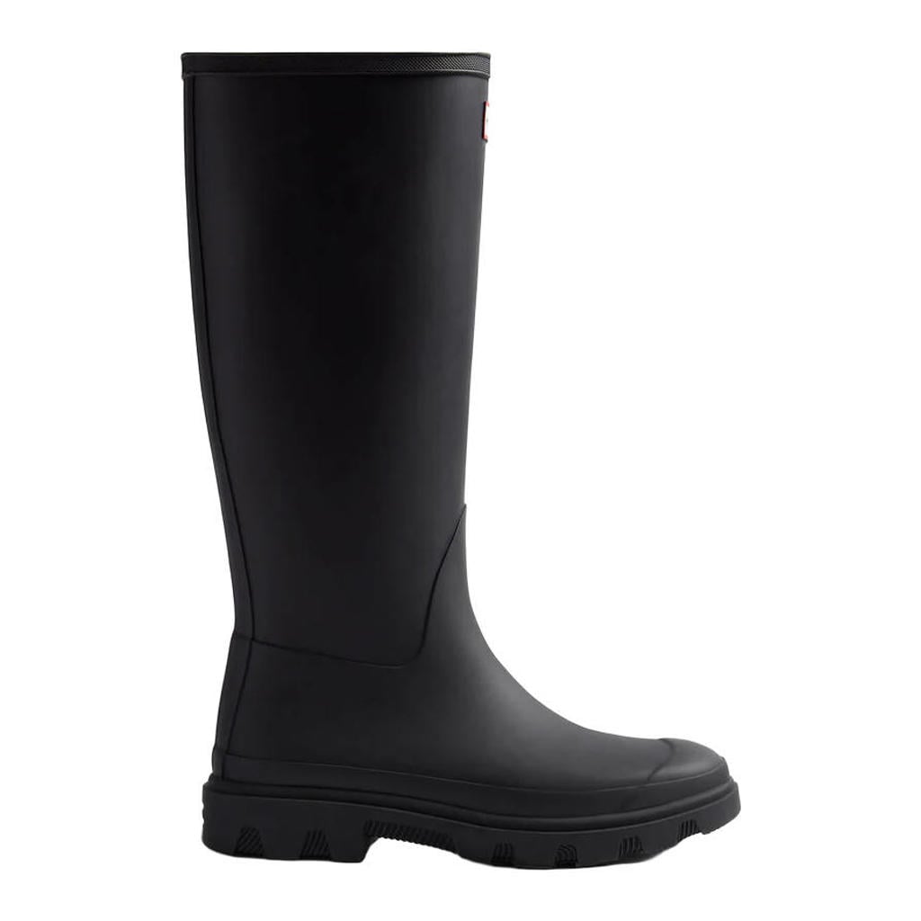 Hunter Downpour tall regenlaarzen met profielzool en logo - zwart